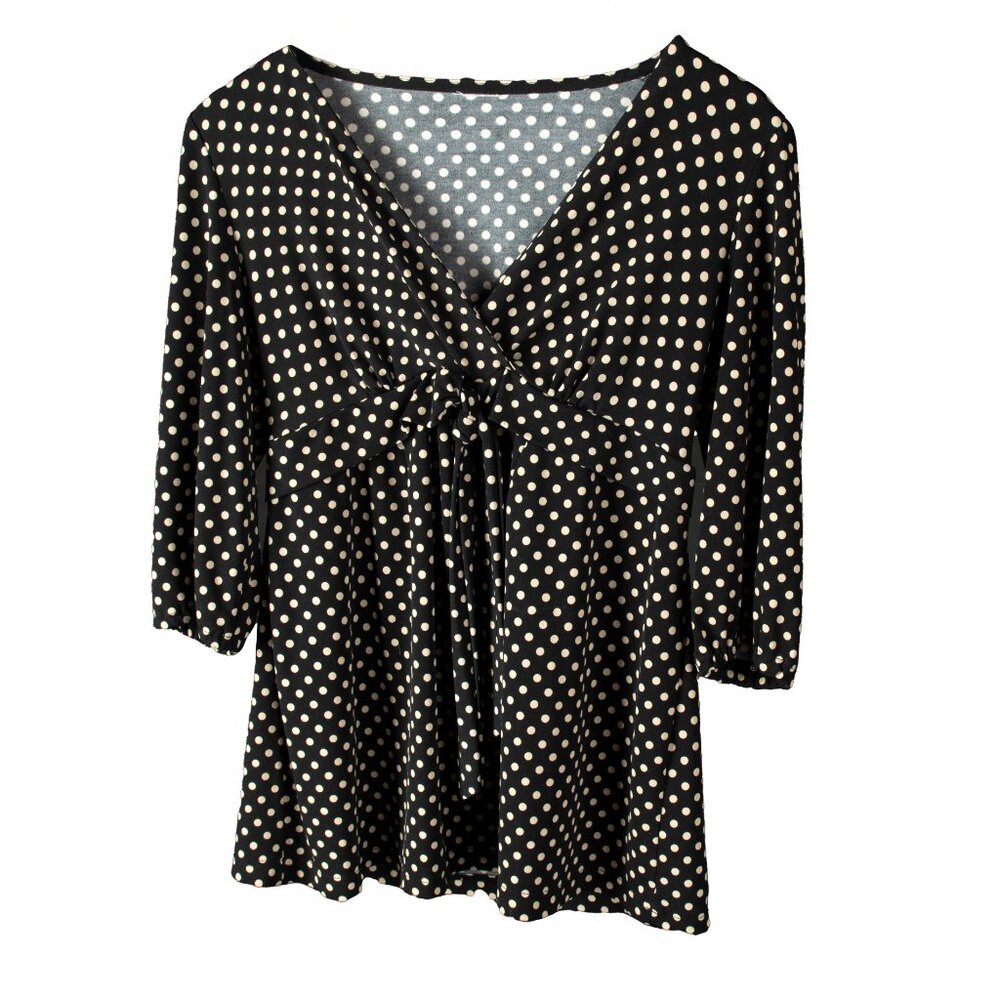 Babydoll Blouse Polka Dot Black and Tan